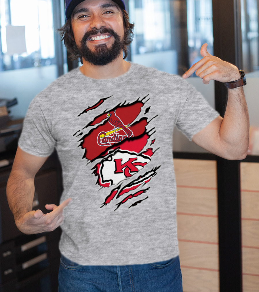 Chiefs Kc Cardinals Bird Logo Nfl Mlb Crossover T-Shirt