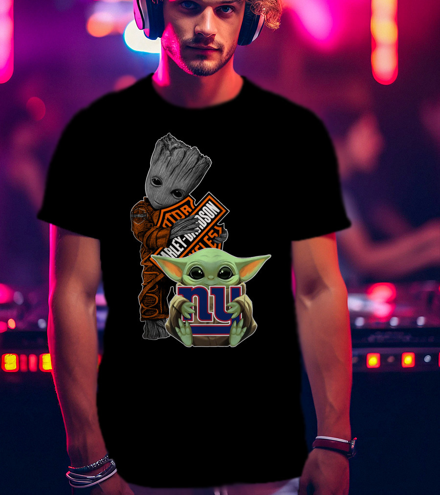Groot Harley Davidson Baby Yoda New York Giants Icons T-Shirt