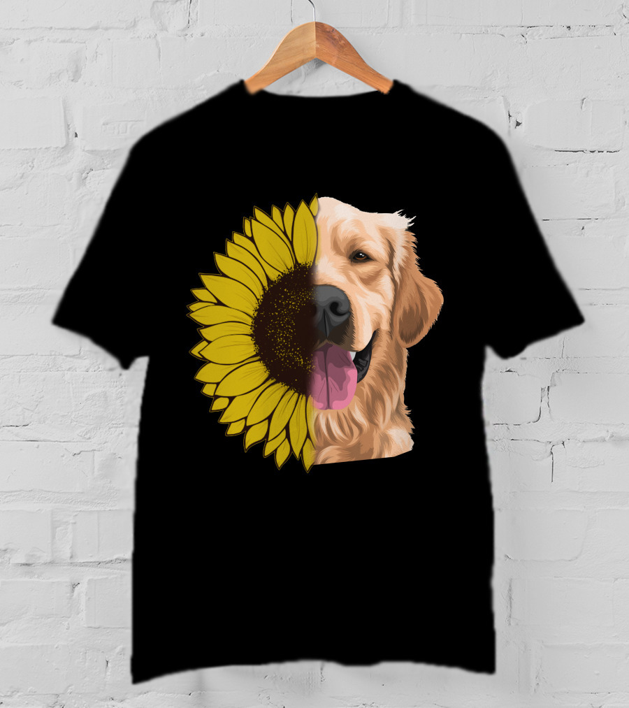 Golden Retriever Half Sunflower Face T-Shirt