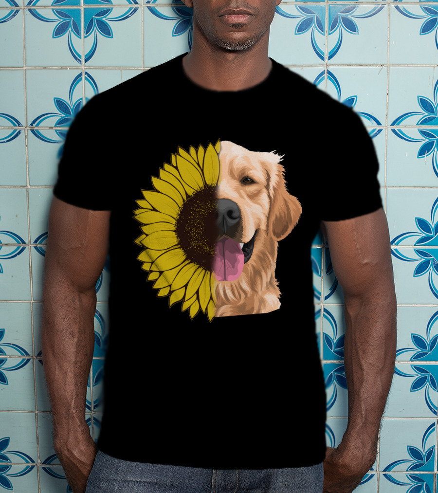 Golden Retriever Half Sunflower Face T-Shirt