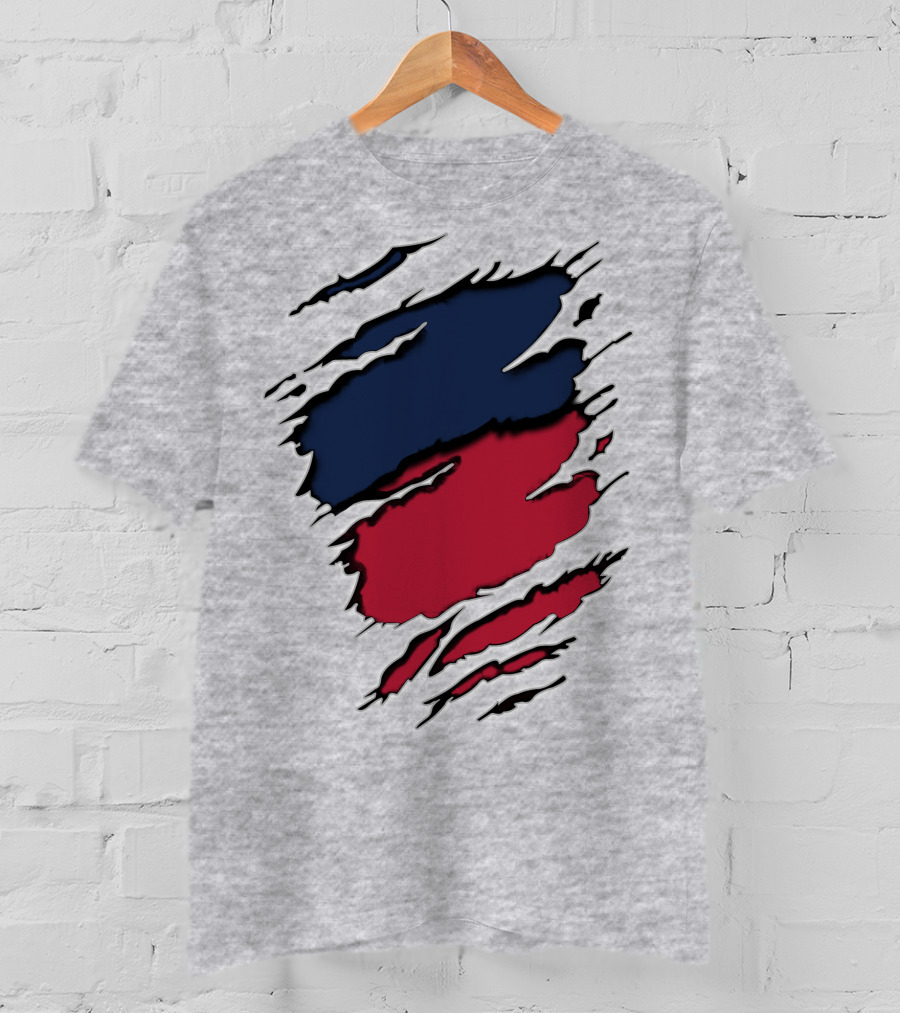 Yan Gia Blue And Red Claw Marks T-Shirt