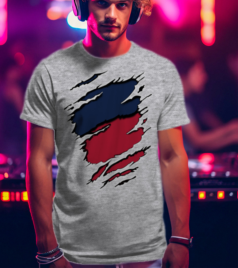 Yan Gia Blue And Red Claw Marks T-Shirt