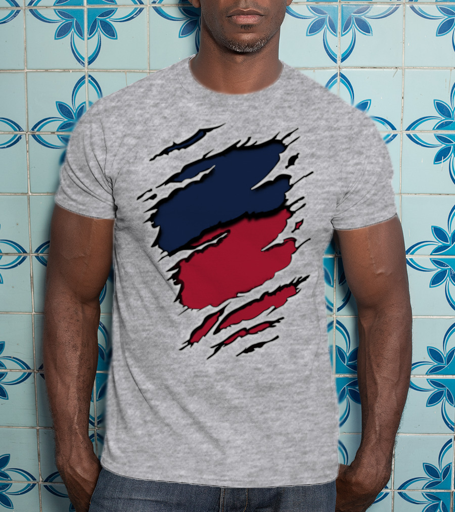 Yan Gia Blue And Red Claw Marks T-Shirt