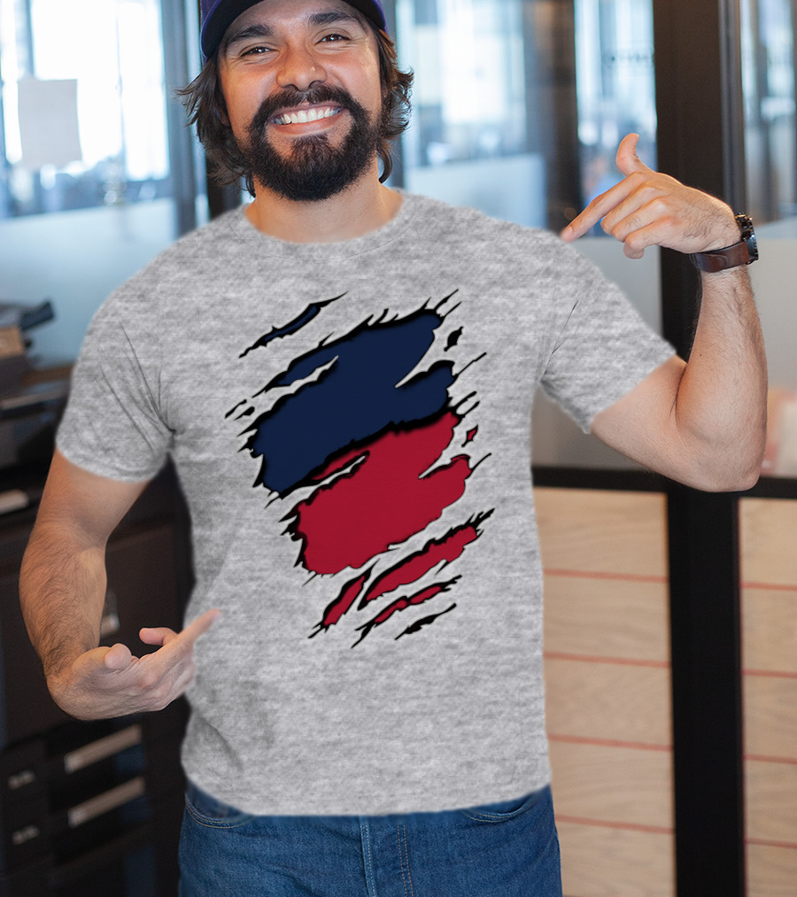 Yan Gia Blue And Red Claw Marks T-Shirt