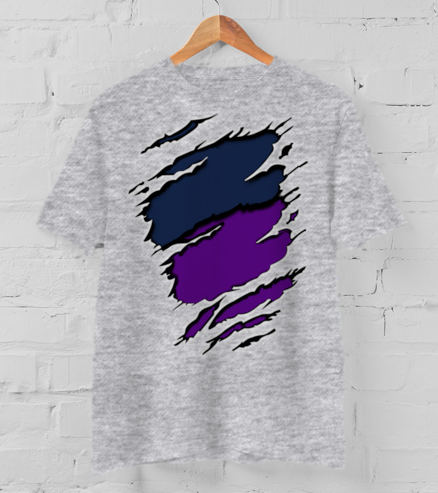 Yan Vik Blue And Purple Claw Marks T-Shirt
