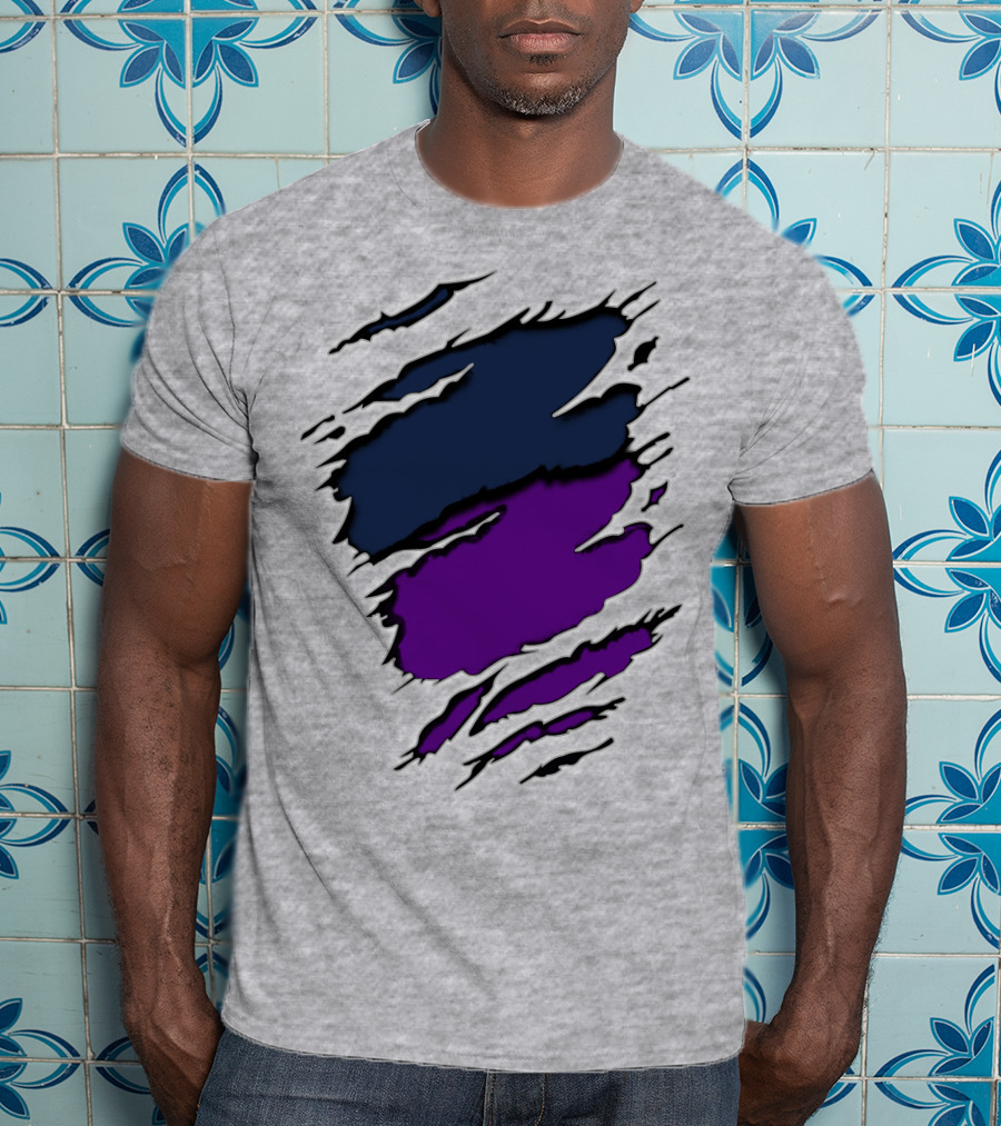 Yan Vik Blue And Purple Claw Marks T-Shirt