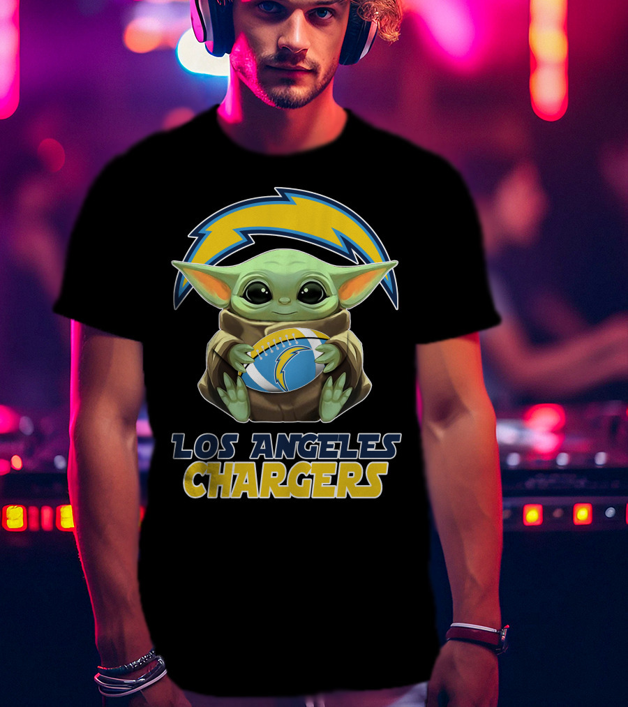 Los Angeles Chargers Baby Holding Football T-Shirt