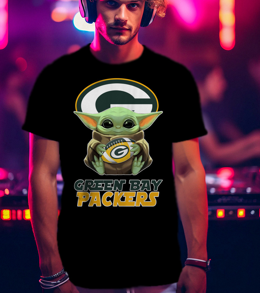 Green Bay Packers Baby Yoda Football T-Shirt