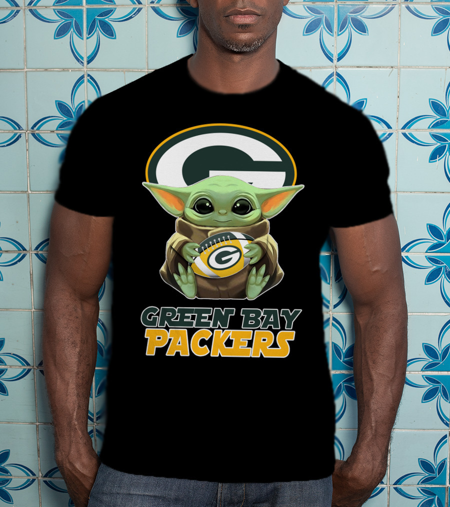 Green Bay Packers Baby Yoda Football T-Shirt
