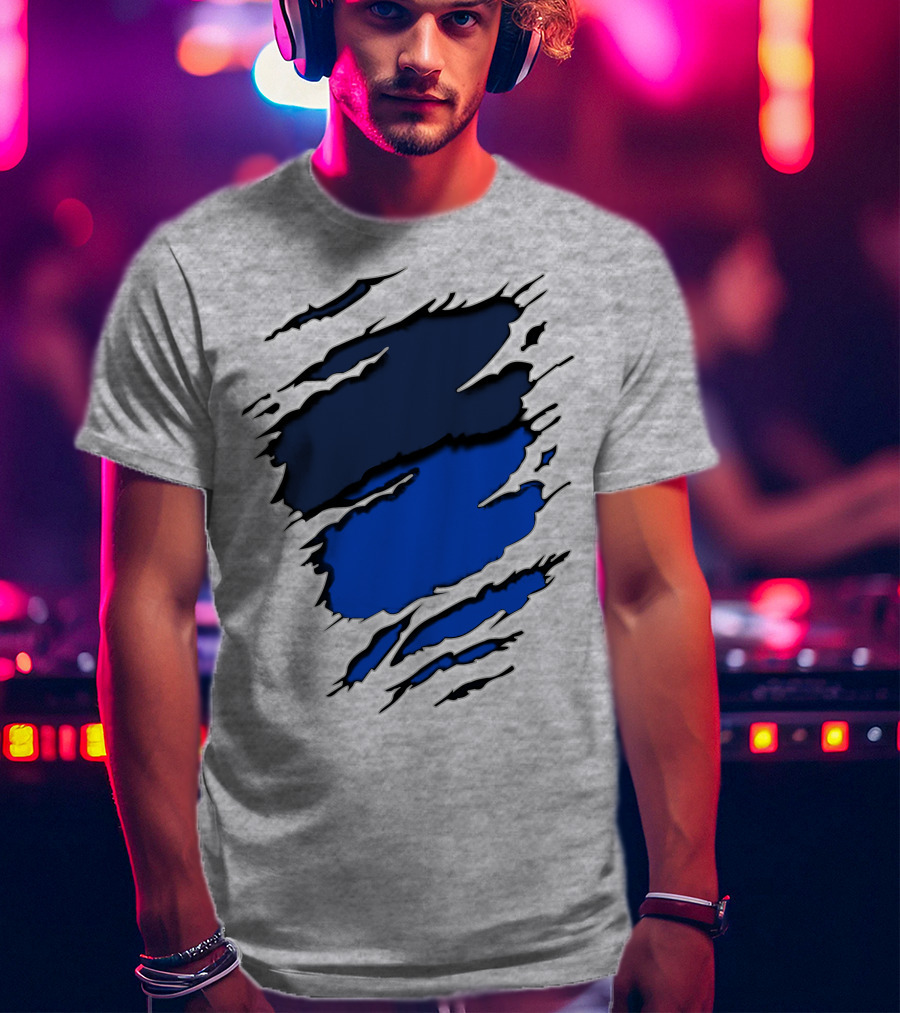 Broncos Yan Blue And Navy Claw Mark T-Shirt