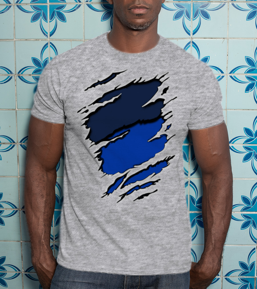 Broncos Yan Blue And Navy Claw Mark T-Shirt