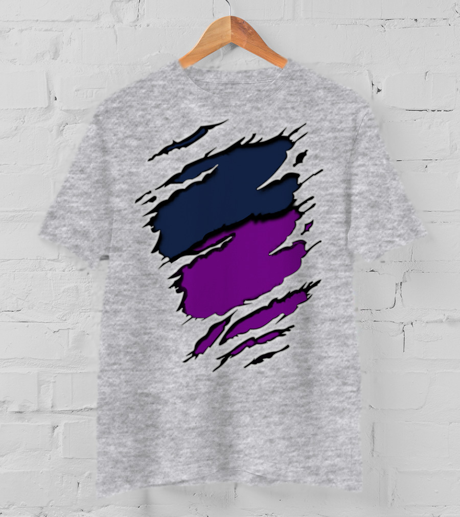 Viking Yawn Purple And Navy Claw Marks T-Shirt