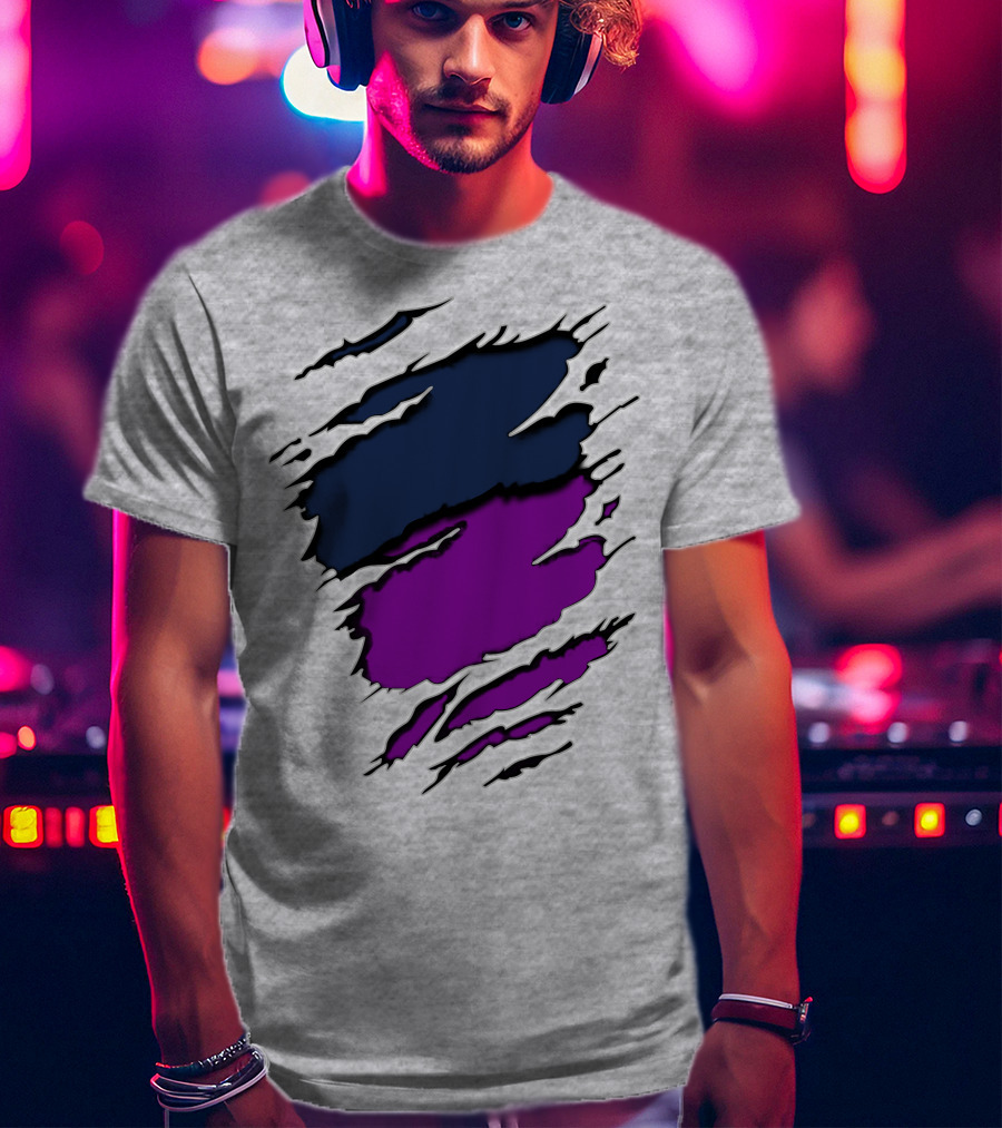Viking Yawn Purple And Navy Claw Marks T-Shirt