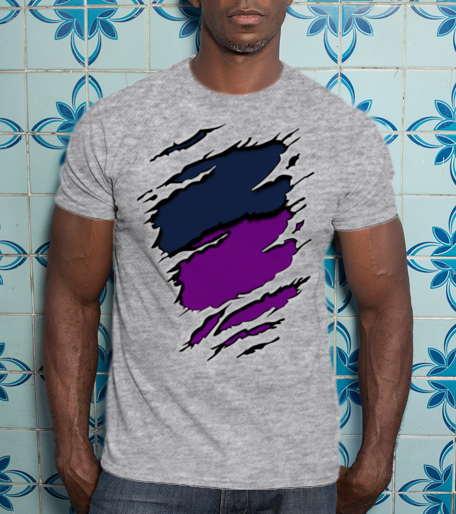 Viking Yawn Purple And Navy Claw Marks T-Shirt