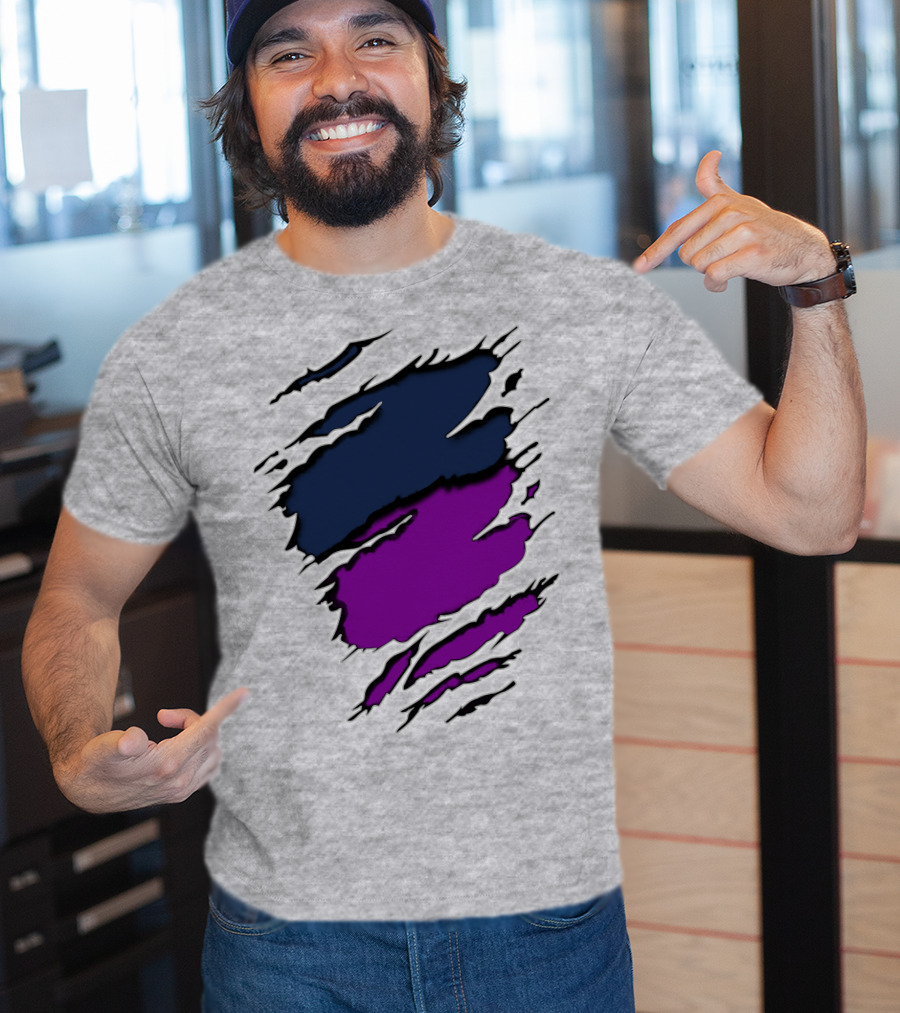 Viking Yawn Purple And Navy Claw Marks T-Shirt