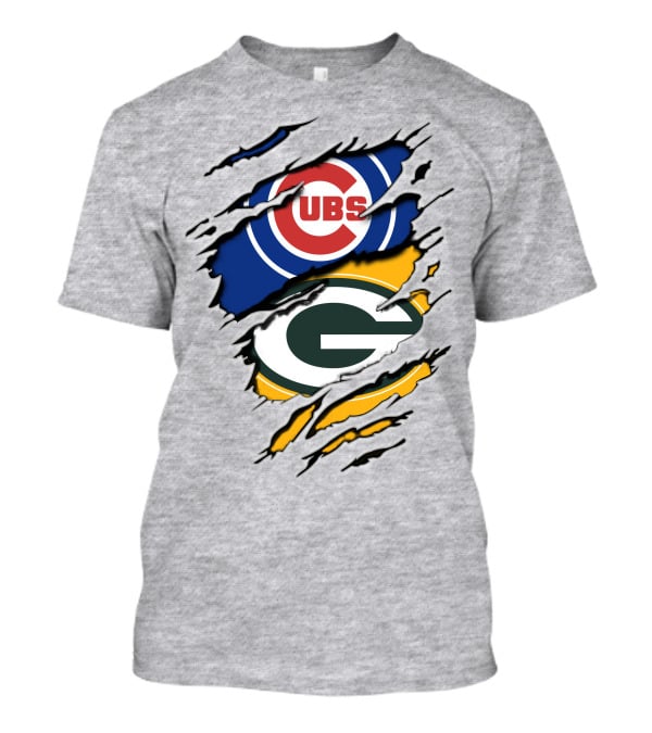 Cubs Packers Logos Ripthrough T-Shirt