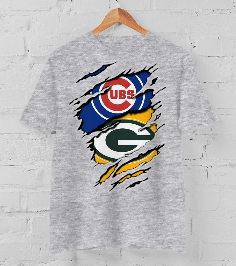 Cubs Packers Logos Ripthrough T-Shirt