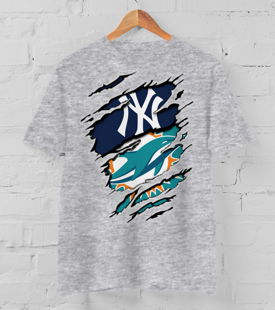 Yankees Dolphins Logo Mashup T-Shirt