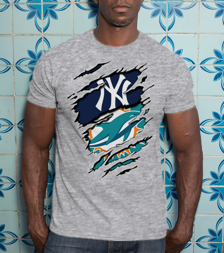 Yankees Dolphins Logo Mashup T-Shirt