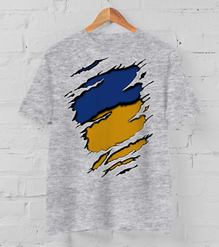 Pack Cus Blue And Yellow Ripped Claw Marks T-Shirt