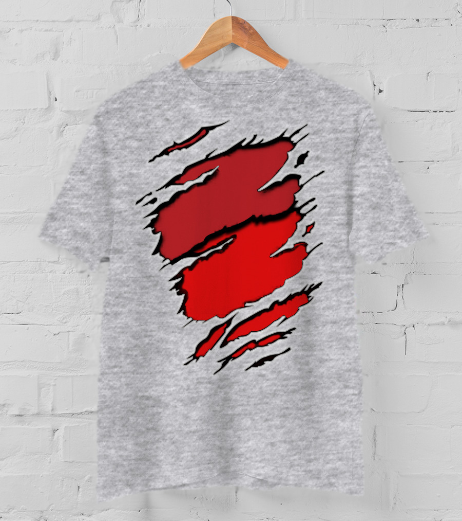 Chie-Car Red Ripped Claw Marks T-Shirt