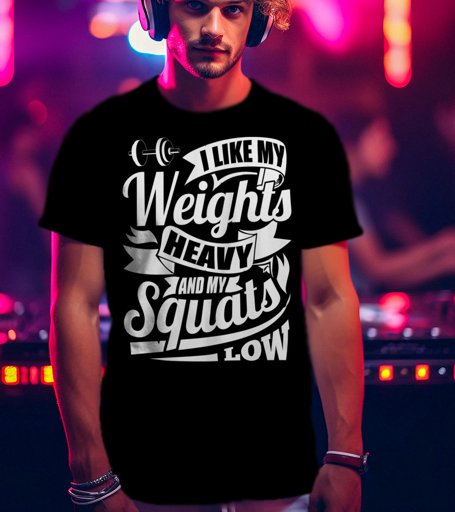 I Like My Weights Heavy And My Squats Low Gym Fitness Motivation T-Shirt