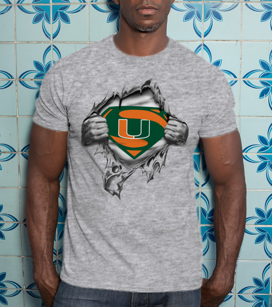 Miami Hurricanes Super U Logo Ripped Chest T-Shirt