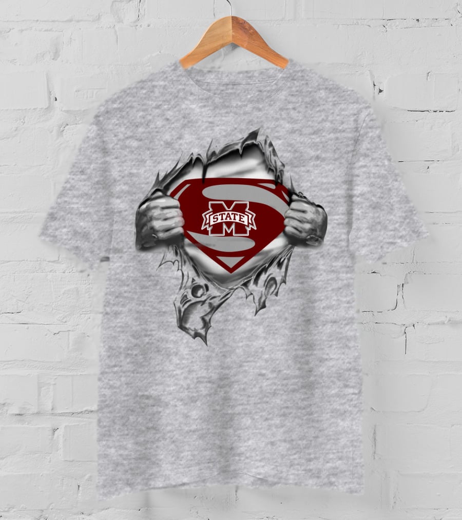 Ms State Bulldogs Superman Shield Logo Peel T-Shirt