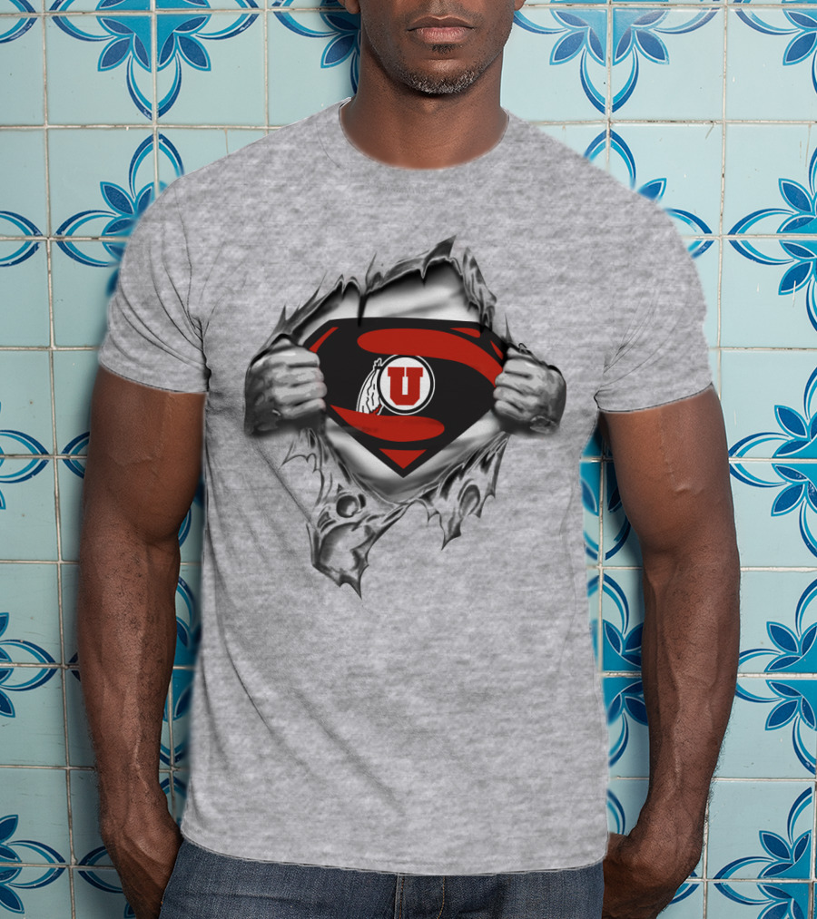 Superman S Logo With Utah Utes Tearing Effect T-Shirt