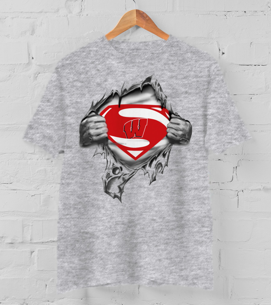 Wisconsin Badgers Superman Logo Hidden Emblem T-Shirt