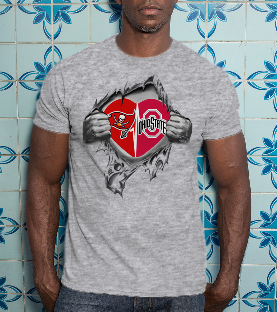Buccaneers Ohio State Broken Heart Silver Hands T-Shirt