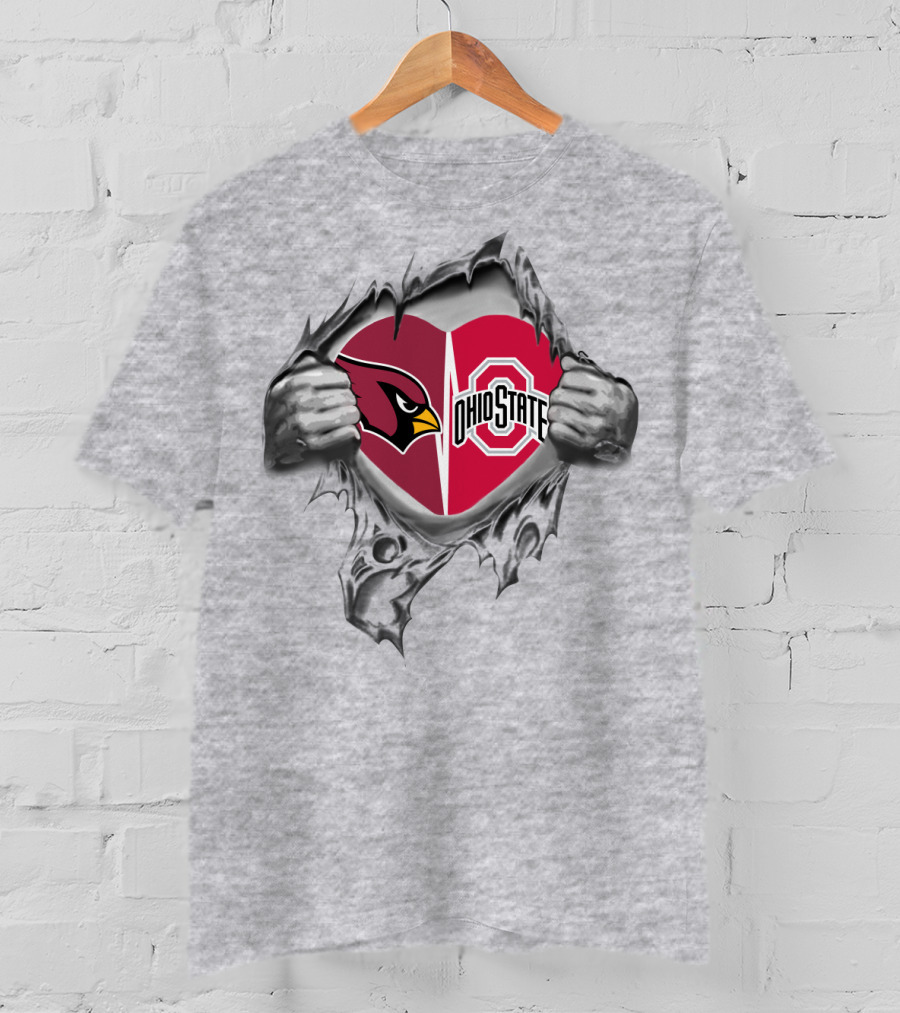Cardinals Ohio State Heart Rip T-Shirt