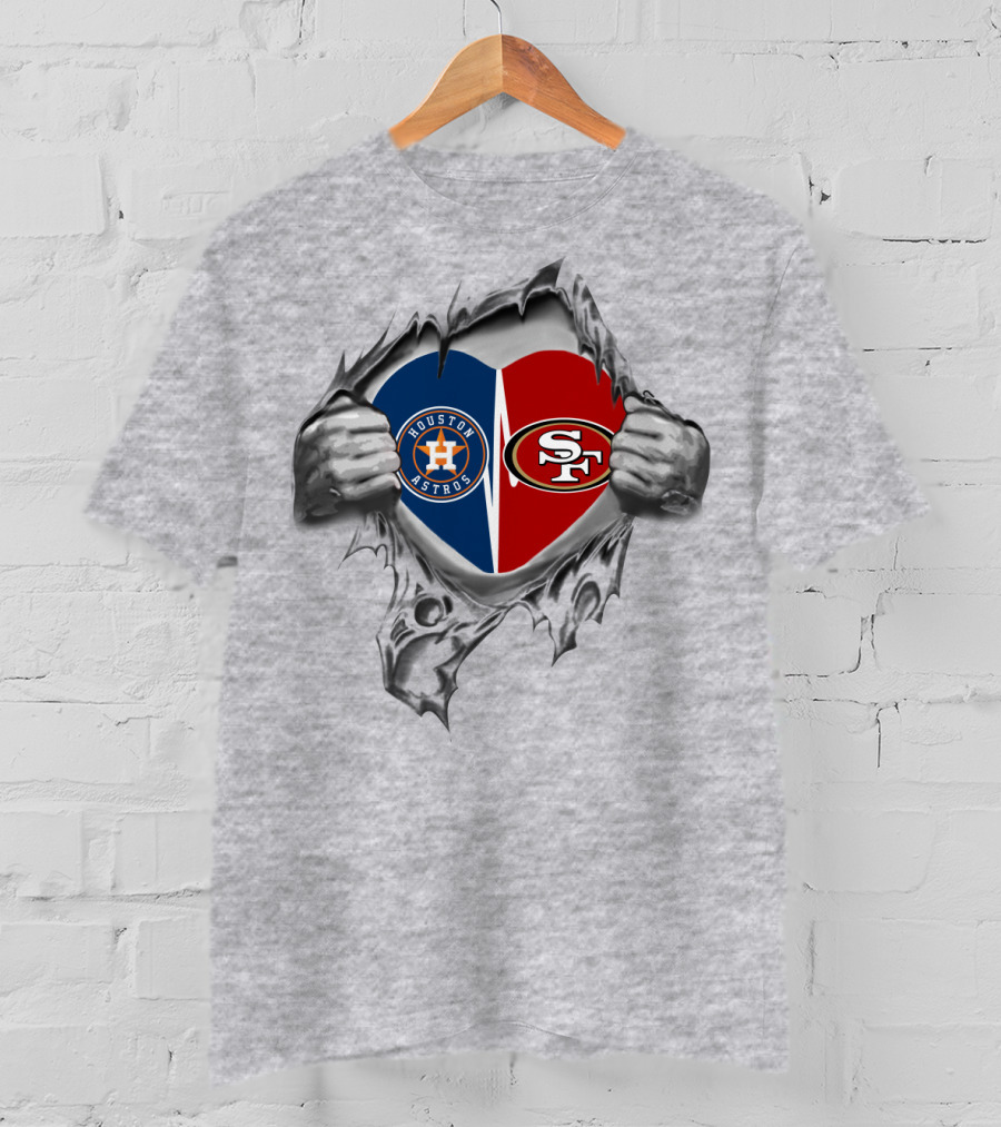 Houston Astros San Francisco 49ers Heart T-Shirt