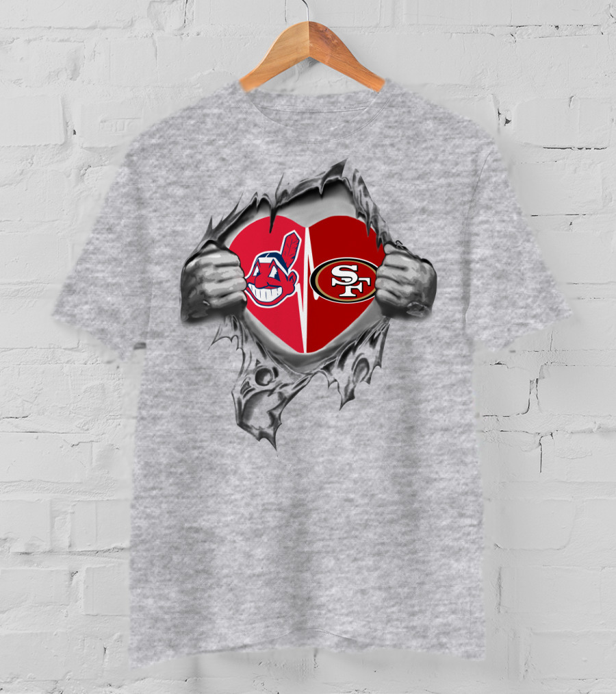 49Ers Cleveland Indians Heart Torn T-Shirt