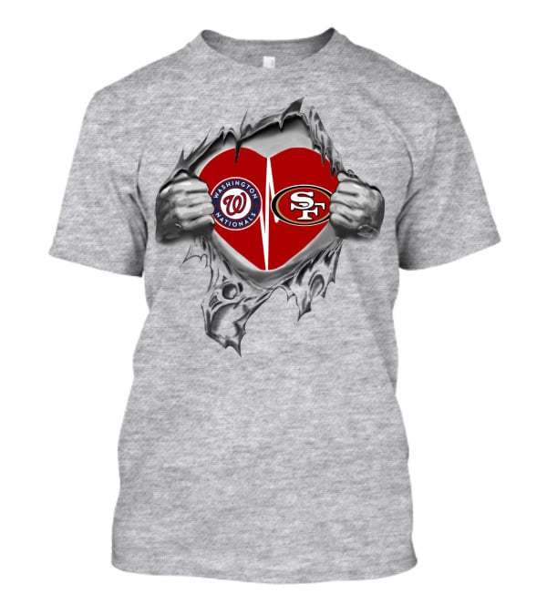 Washington Nationals San Francisco 49Ers Heart Rip T-Shirt