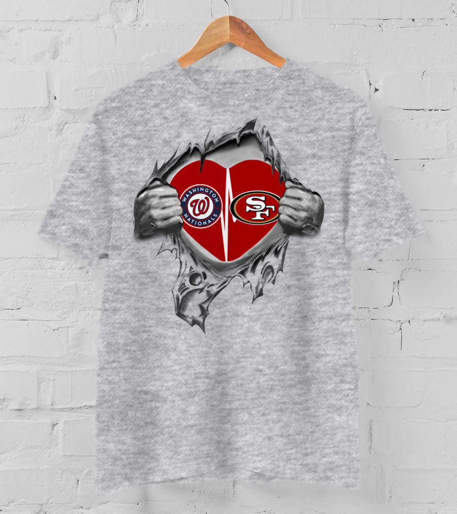 Washington Nationals San Francisco 49Ers Heart Rip T-Shirt