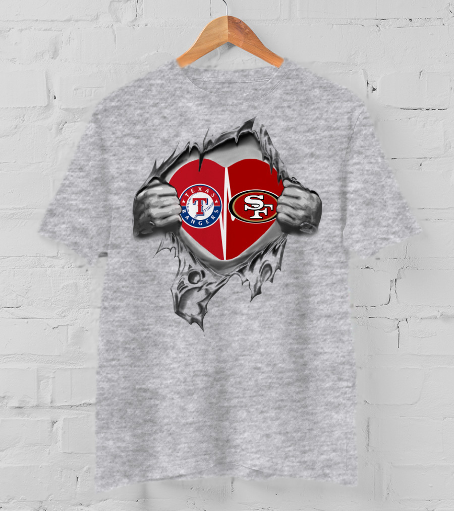 49Ers San Francisco Heart Texas Rangers T-Shirt