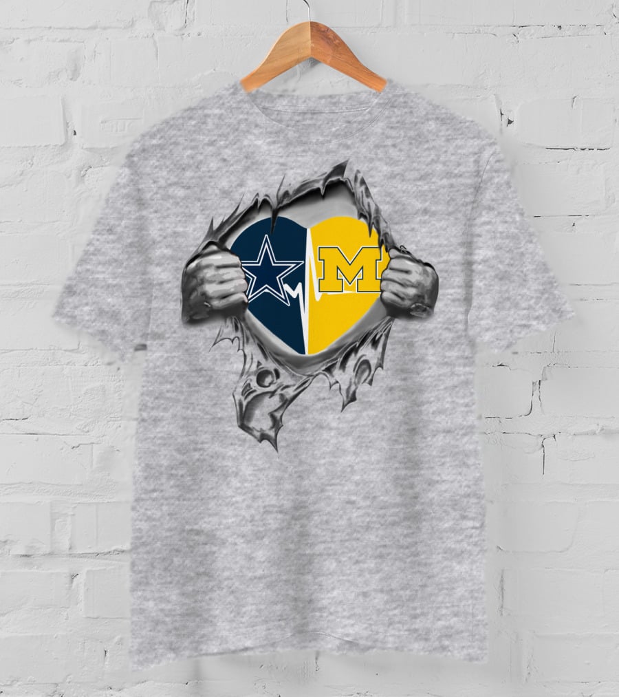 Dallas Cowboys Michigan Wolverines Heart T-Shirt