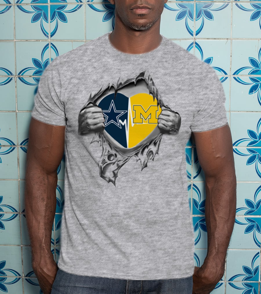 Dallas Cowboys Michigan Wolverines Heart T-Shirt