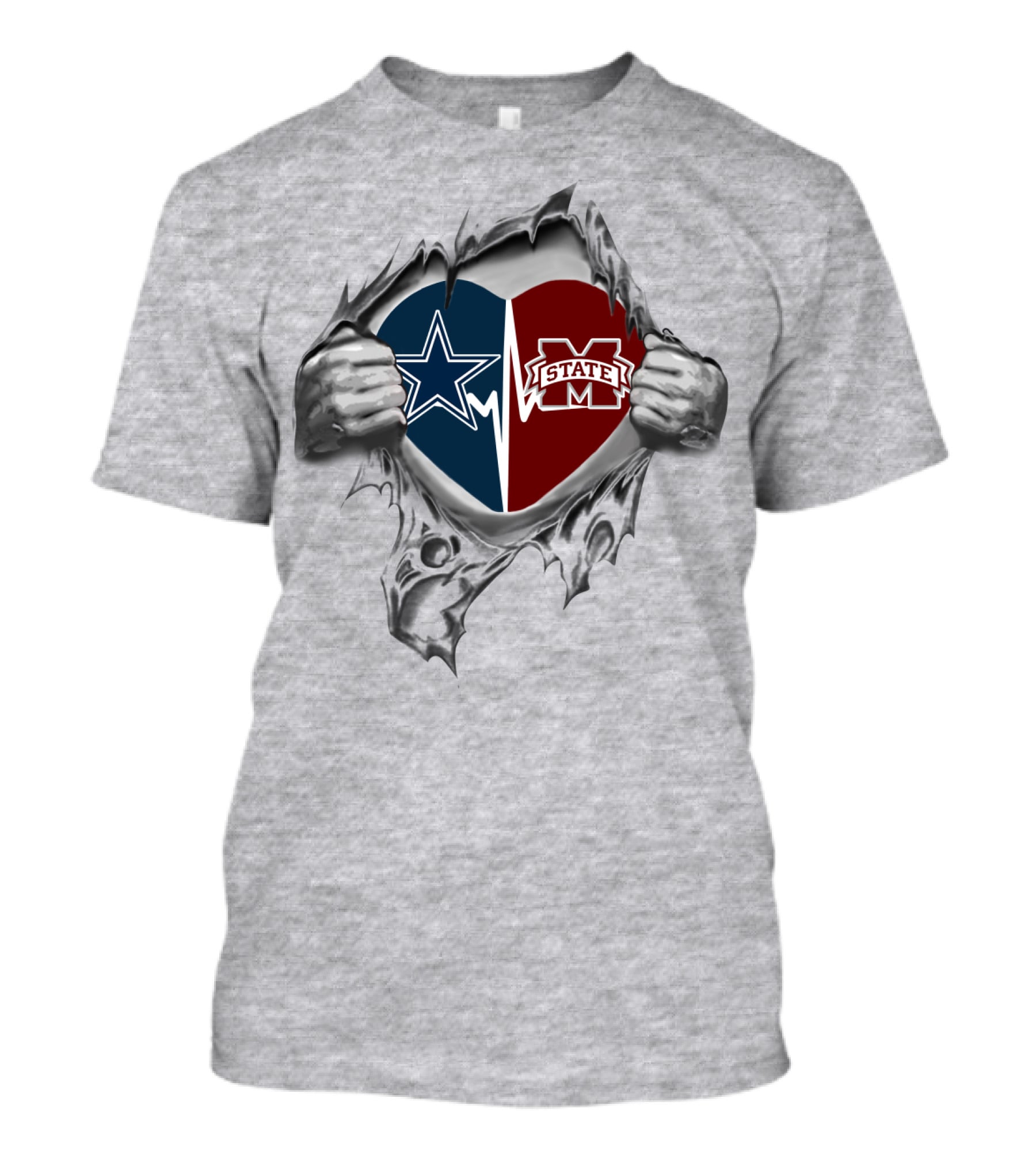 Cowboys Ms State Heart Hands Dallas Football Mississippi Bulldogs Passion T-Shirt