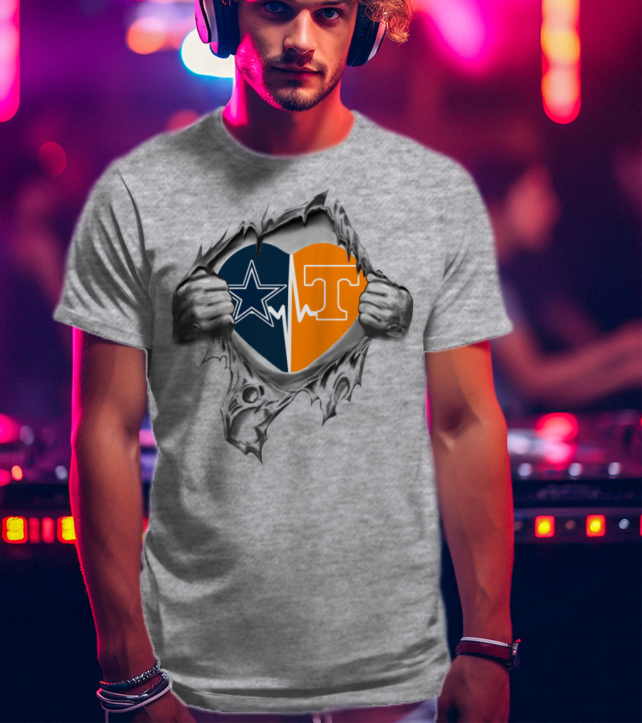 Dallas Cowboys Tennessee Volunteers Heart T-Shirt
