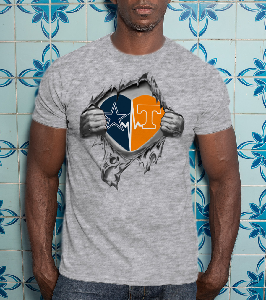 Dallas Cowboys Tennessee Volunteers Heart T-Shirt