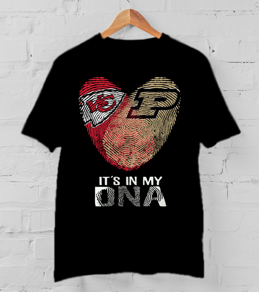 Chiefs Purdue It's In My DNA Heart Fingerprint T-Shirt