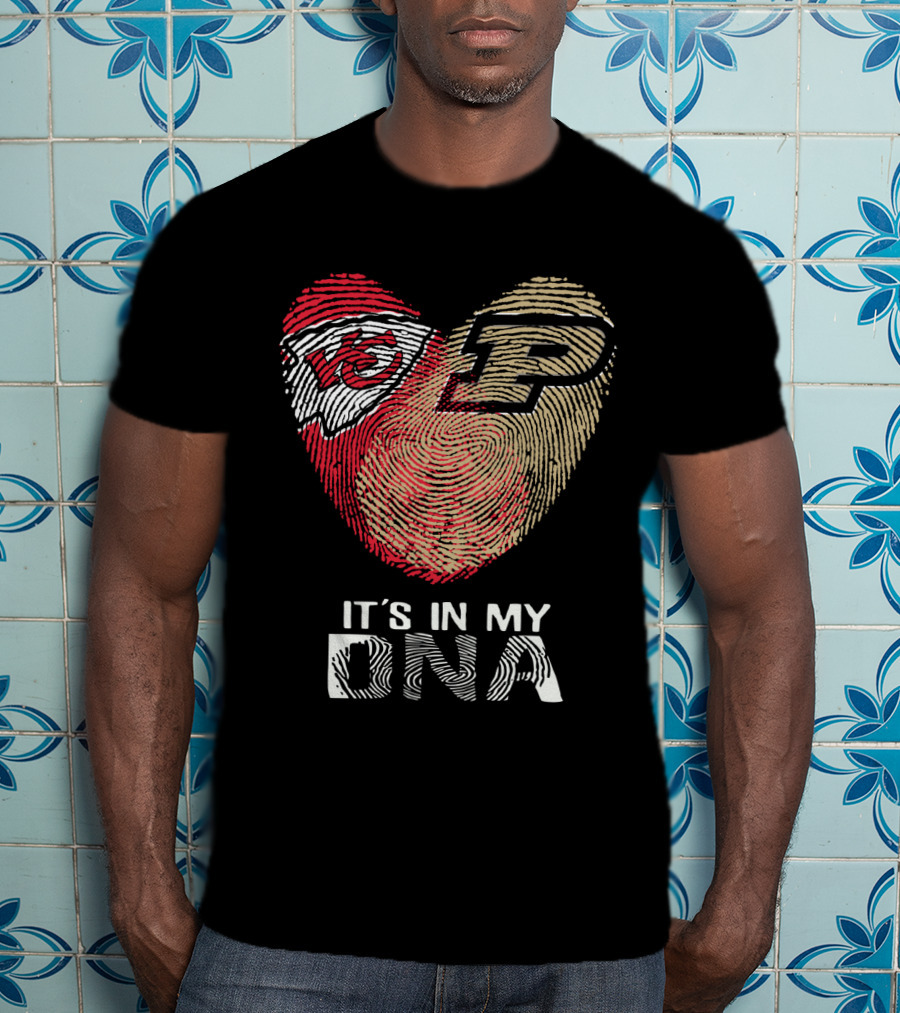 Chiefs Purdue It's In My DNA Heart Fingerprint T-Shirt