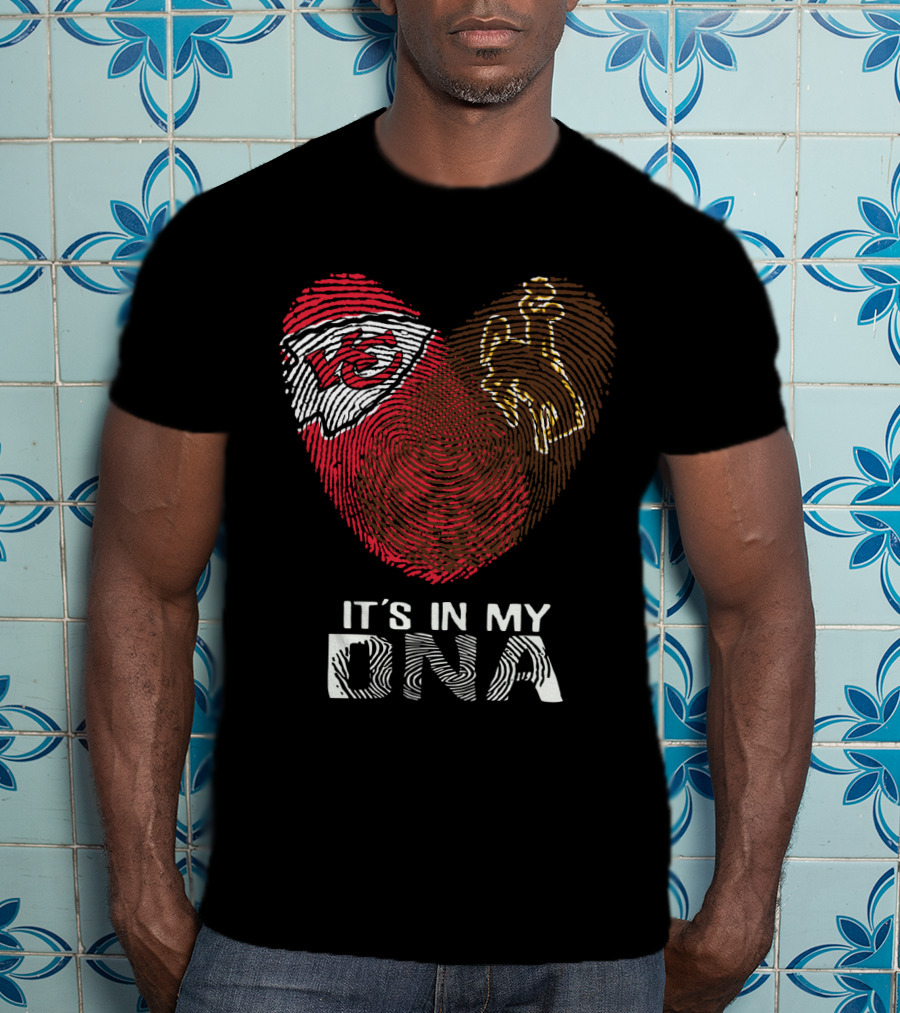 Chiefs KC Logo Wyoming Cowboys Fingerprint It’s In My DNA T-Shirt