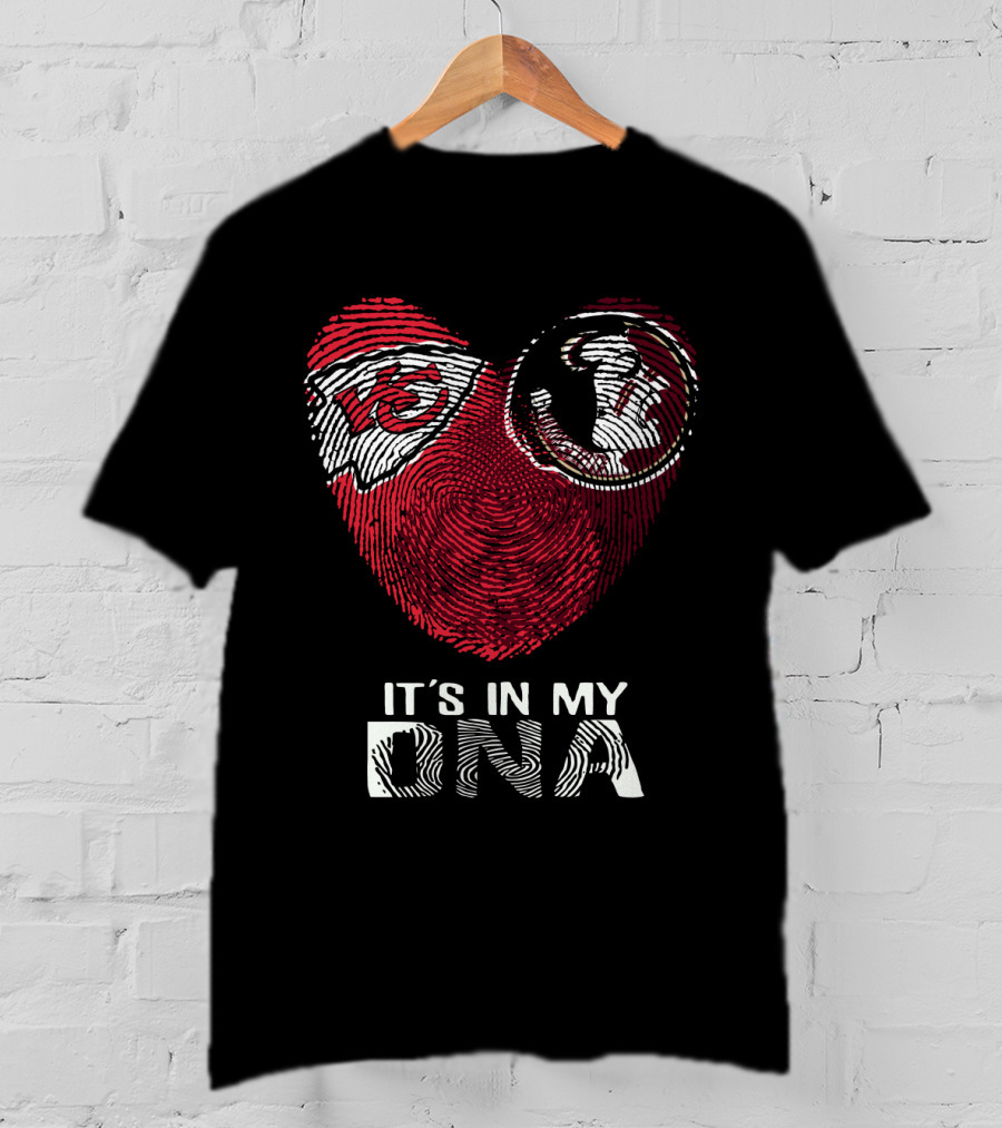 Chiefs Seminoles It's In My Dna Fingerprint Heart T-Shirt