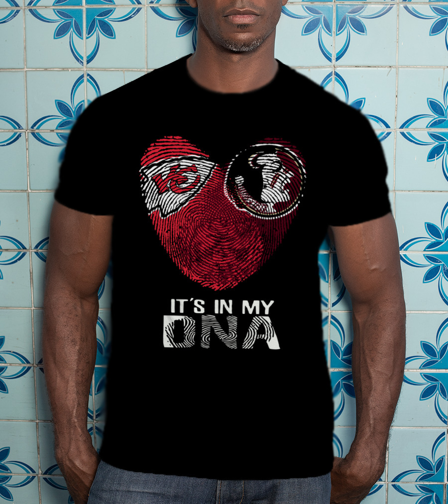 Chiefs Seminoles It's In My Dna Fingerprint Heart T-Shirt