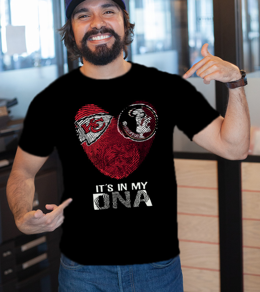 Chiefs Seminoles It's In My Dna Fingerprint Heart T-Shirt