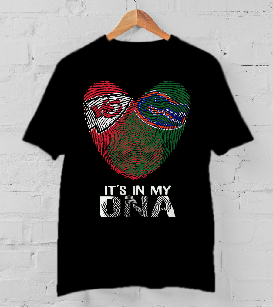 Chiefs Gators It's In My DNA Fingerprint Heart T-Shirt