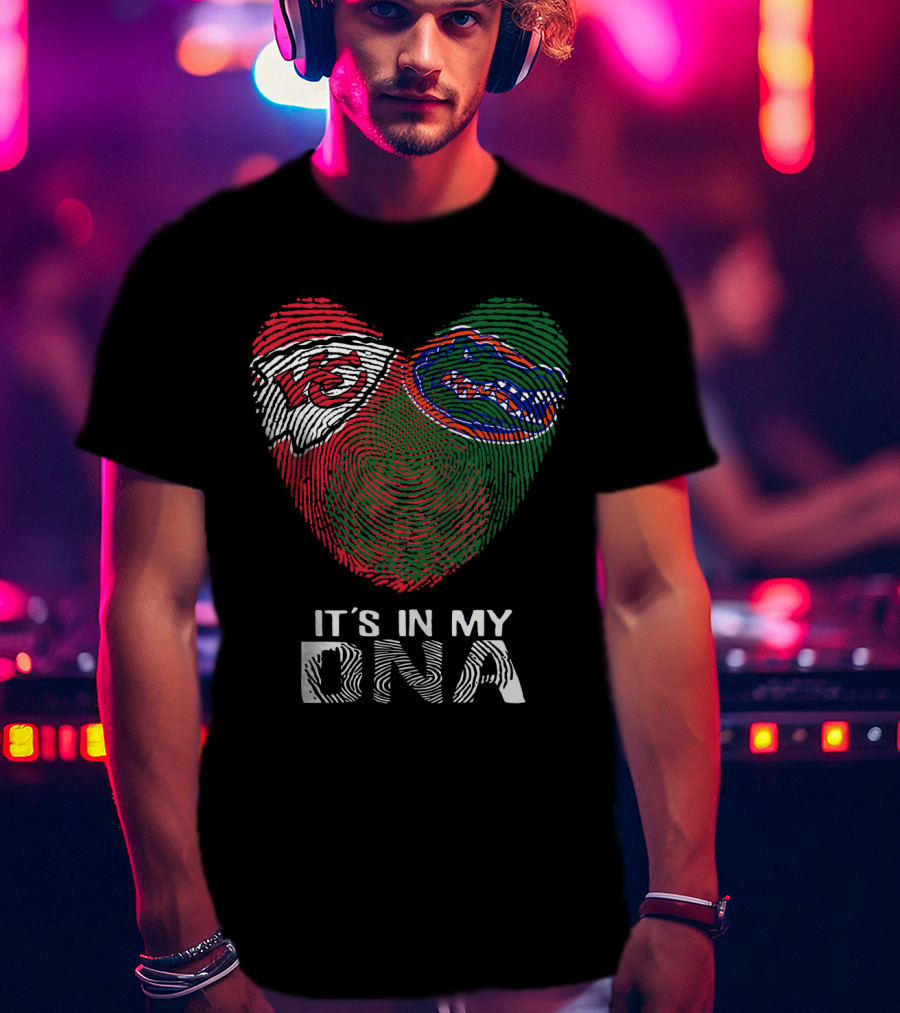 Chiefs Gators It's In My DNA Fingerprint Heart T-Shirt